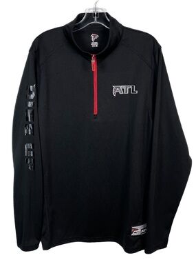 Atlanta Falcons Member 1/4 Zip Pullover Mens Large Black Red Long Sleeve EUC
